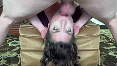 Beautiful amateur blowjob and facial in a taboo setting