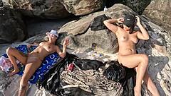 latina teen prepares on naturist beach