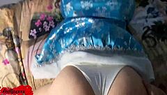Young blonde has a hot Christmas treat with doggy style sex and a facial finish
