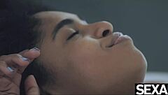 Beautiful black brazilian babe licks cock in interracial cowgirl sex