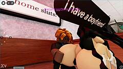 In this cheating hentai, the Roblox girl takes the big black cock eagerly