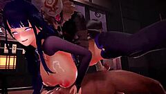 Raiden Shogun Gets Gangbanged By Group In Hentai