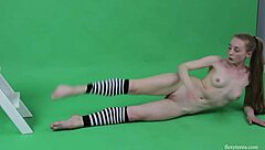 Young Brunette Gymnast Anna Mostik Spreads Wide!