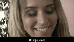 An old grandfather indulges in passionate sex with a beautiful blonde teen