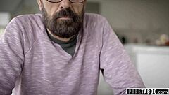 Daddy tricks blonde teen into taboo sex