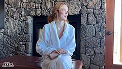 Slutty redhead bridesmaid begs to be fucked in the hotel room before the wedding.