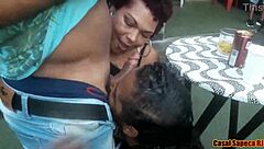 Lucky guy gets triple blowjob at the party