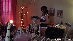 crazy boss's swalloween fun with teen 18+ swallow in hardcore pov sex