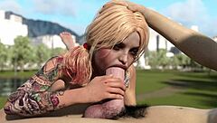 Harley Quinn deepthroats huge white cock in game