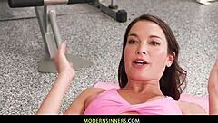 Horny Fitness Trainer Gags on Monster Cock During Session