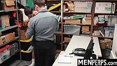 young guy punished with blowjob by security guard?