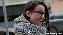 Nerdy bird Izzy Ashley in hardcore European teen sex