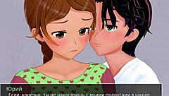Beautiful encounters with Asian schoolgirls in a cartoon-style video game
