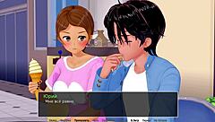 Beautiful encounters with Asian schoolgirls in a cartoon-style video game