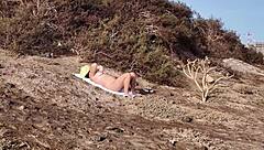 Brazen voyeur watches curvy nudist flash big tits