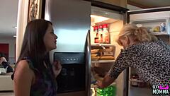 Beautiful curves: Stepdaughter helps in the care of the house and enjoys some fun with her stepmother