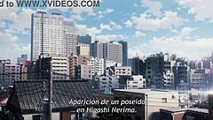 Young man with incredible strength and supernatural powers in hot anime action