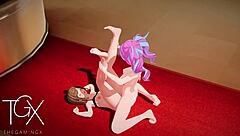 Futanari hentai featuring sexy nobara and gaming action