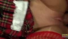 Babe In Plaid Uniform Sucking And Riding Long Dong