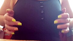 Cute teen plays with her big natural tits, reaching a luxury orgasm solo.