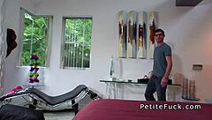 Petite blonde teen deepthroats massive cock in pov handjob