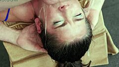 Throatpie - wife's mouth used in teasing fishnets quickie.