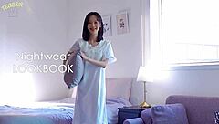 Pretty girl in adorable nightwear, claiming she is not a cute person