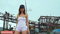 Great camel toe and big ass in tight white suit by jeny smith