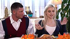 Russian MILF and teen get stuffed on Thanksgiving