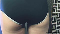 Japanese wife cosplays in school swimsuit for young man