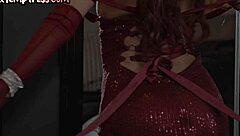 Young ginger girl with natural tits having a wild time alone