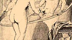 vintage illustration of antique cartoon anime characters