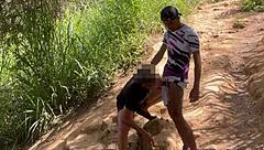 Military man enjoys nature and exhibitionism while masturbating
