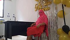 Indian woman celebrates birthday