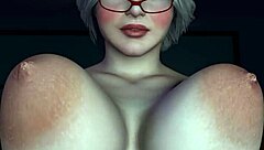 A curvaceous woman in her prime enjoys riding a sex toy on the bed