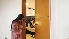 My stepdaughter watches as I fuck my stepson in missionary roleplay