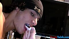 Amazing POV Blowjob with Young 18+ Man Exploring Gay Sucking in Car