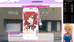Vtuber Lewdneko engages in a dating game with huge tits and cute anime characters