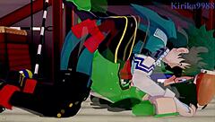 tsuyu asui and mt lady fuck izuku midoriya in intense creampie scene