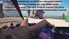 Exhibitionist Wife 511 - Mrs Kiss Gives Us Her Nude Beach Pov View of a Voyeur Jerking Off in Front of Her and Several Other Men Watching