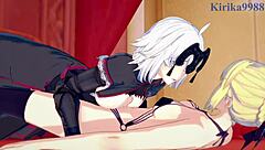 Nero and Tamamo Intense Futanari Sex with Artoria and Jeanne