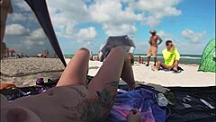Exhibitionist Wife 511 - Mrs Kiss Gives Us Her Nude Beach Pov View of a Voyeur Jerking Off in Front of Her and Several Other Men Watching