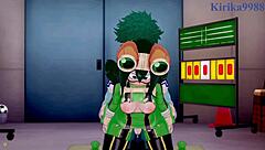 tsuyu asui and mt lady fuck izuku midoriya in intense creampie scene