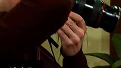 Blonde Girl With Blue Eyes Takes Cumshot