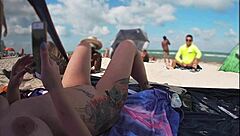 Exhibitionist Wife 511 - Mrs Kiss Gives Us Her Nude Beach Pov View of a Voyeur Jerking Off in Front of Her and Several Other Men Watching