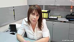 Buxom milf pov handjob for young guy