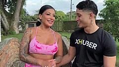 Offering Money to Fuck Busty Mariana Martix in Public Park – Her Ass Shaking and Fake Tits Beckon