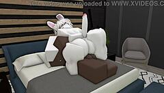 Femboy bunny goes wild on big black cock
