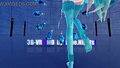 Blue K Nights Cat Fate Cosplay Adult Miku in 3D VR180