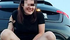 Petite Russian Lika's hardcore solo sessions on the highway